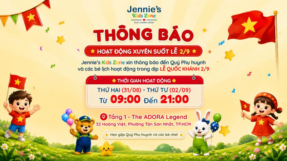 Lịch thời gian hoạt động Jennie Kids Zone